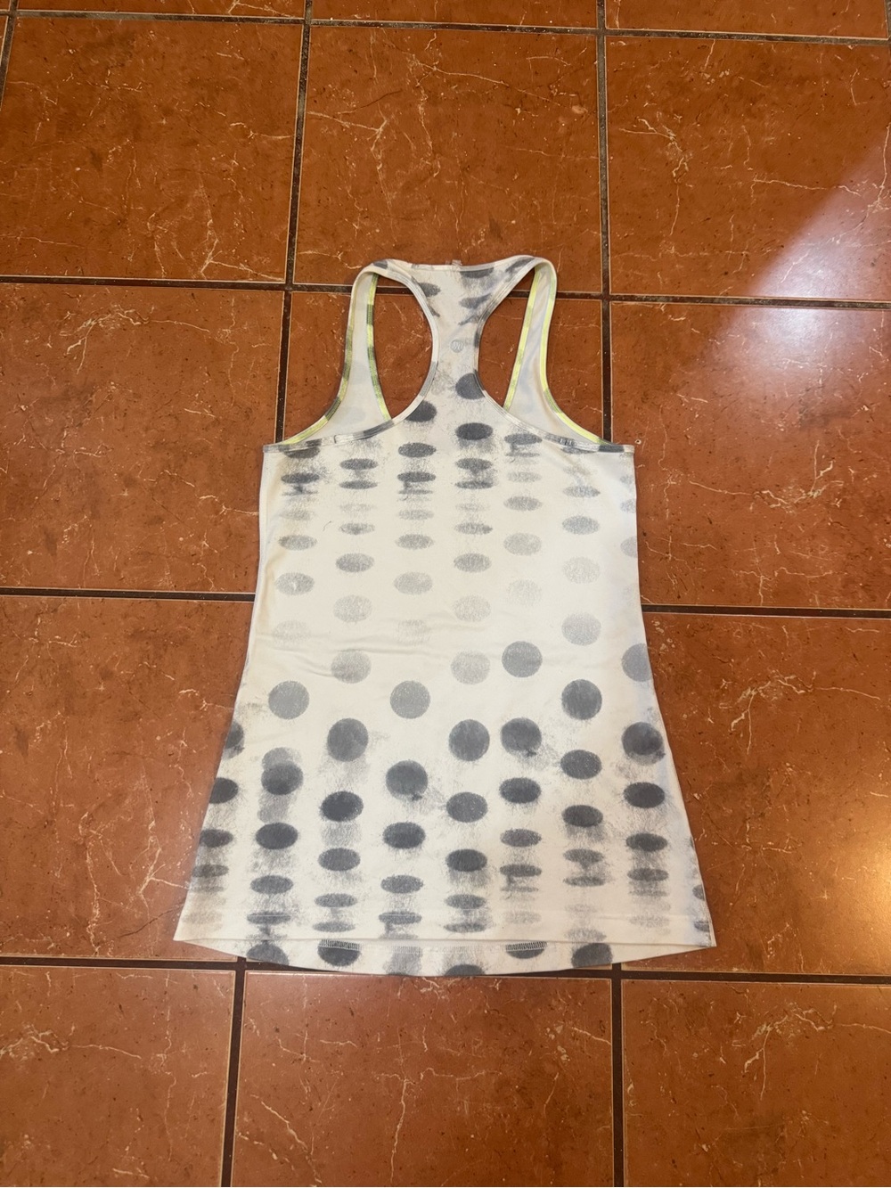 lululemon athletica White Tank Top with Gray Polka Dot Pattern